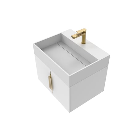 Castello Usa Amazon 24-inch White Vanity Set with White Top and Gold Handles CB-MC-24W-GLD-2056-WH